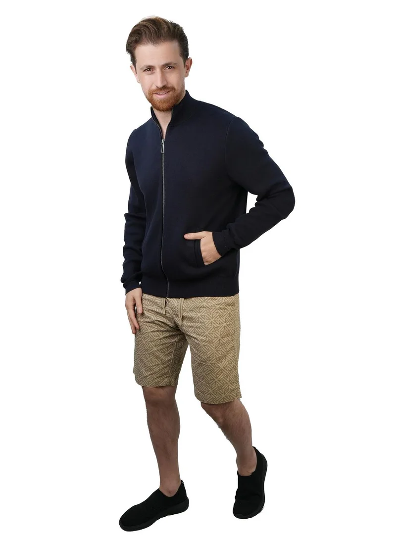 جيوردانو كارديجان رجالي بسحاب كامل وياقة عالية بنمط غرزة بارزة